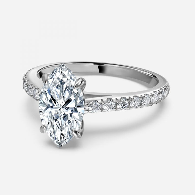 Angel Marquise Diamond Band Engagement Ring