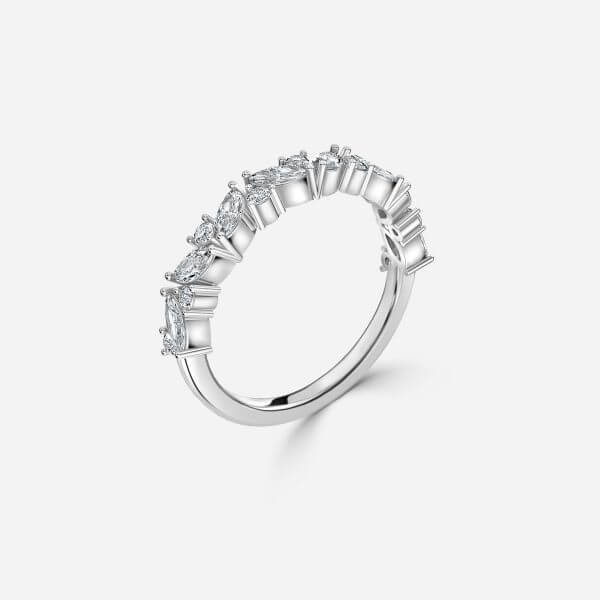 Round And Marquise Diamond Stackable Ring
