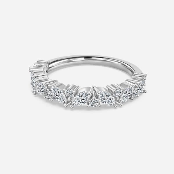 Round And Marquise Diamond Stackable Ring