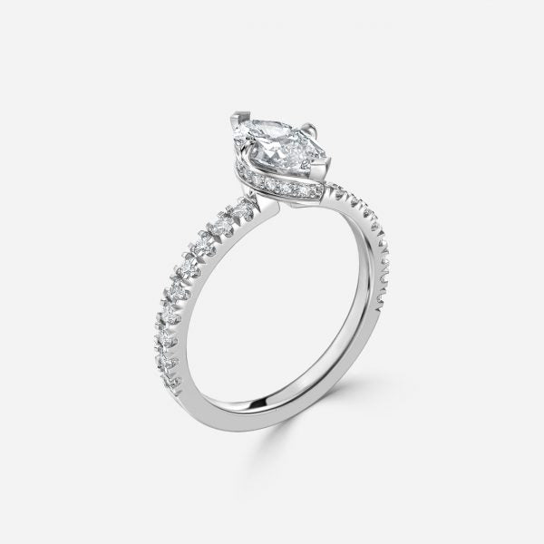 Nhẫn đính hôn kim cương nhân tạo Kenzo Marquise Hidden Halo