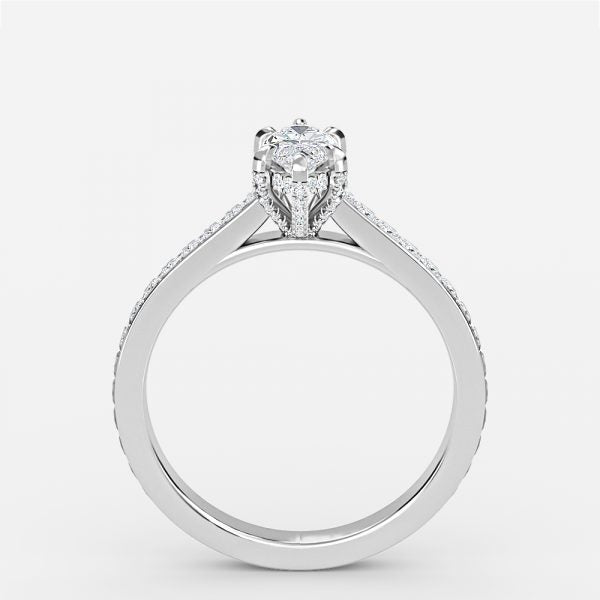 Mithrial Marquise Hidden Halo Lab Grown Diamond Engagement Ring