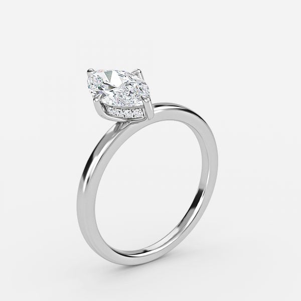 Essian Marquise Hidden Halo Lab Grown Diamond Engagement Ring