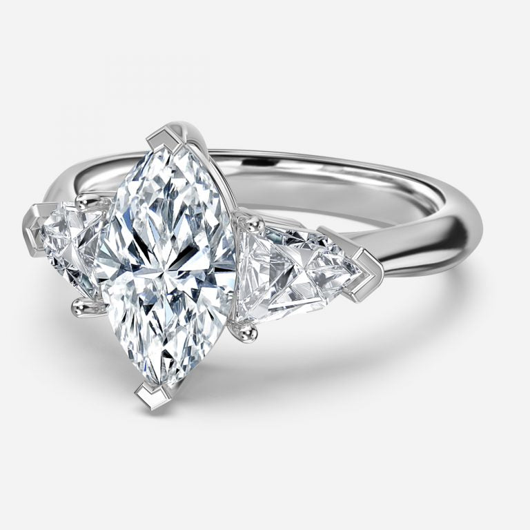 Delaila Marquise Three Stone Lab Diamond Engagement Ring