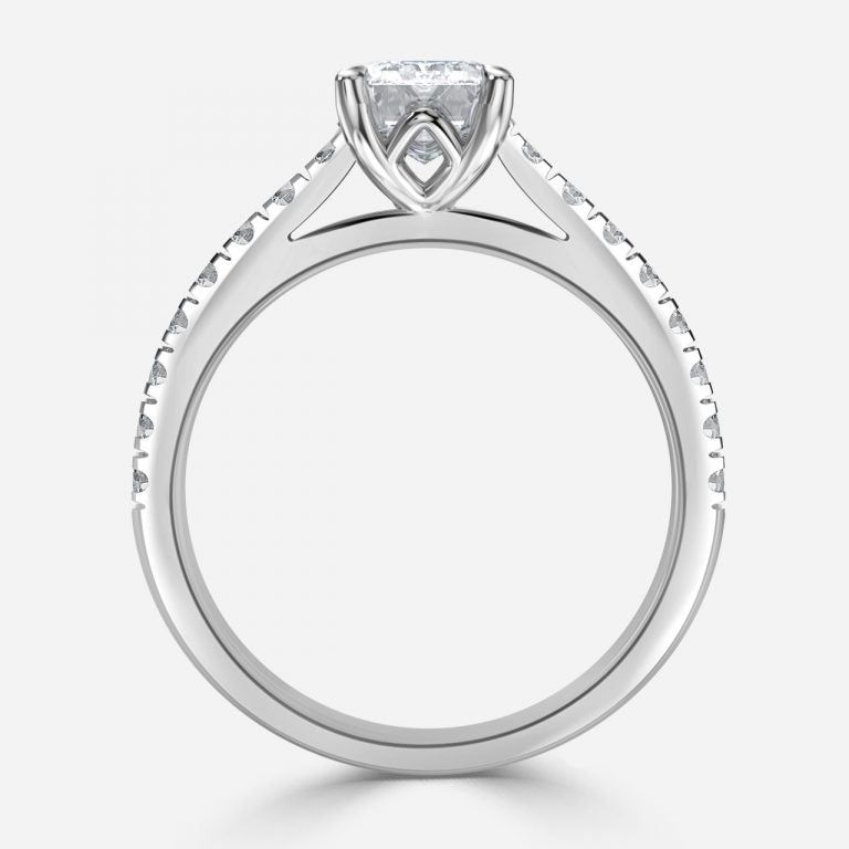 Angel Emerald Diamond Band Lab Grown Diamond Engagement Ring
