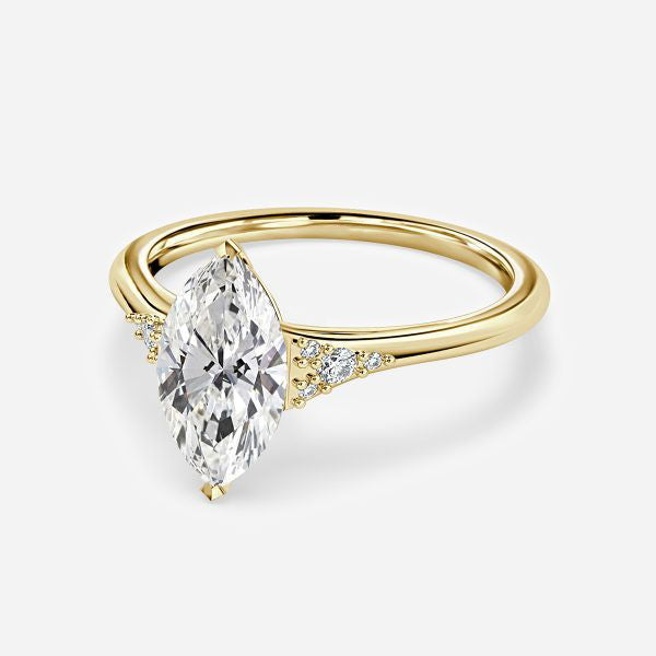 Nhẫn đính hôn kim cương nhân tạo ba viên Anastasia Marquise