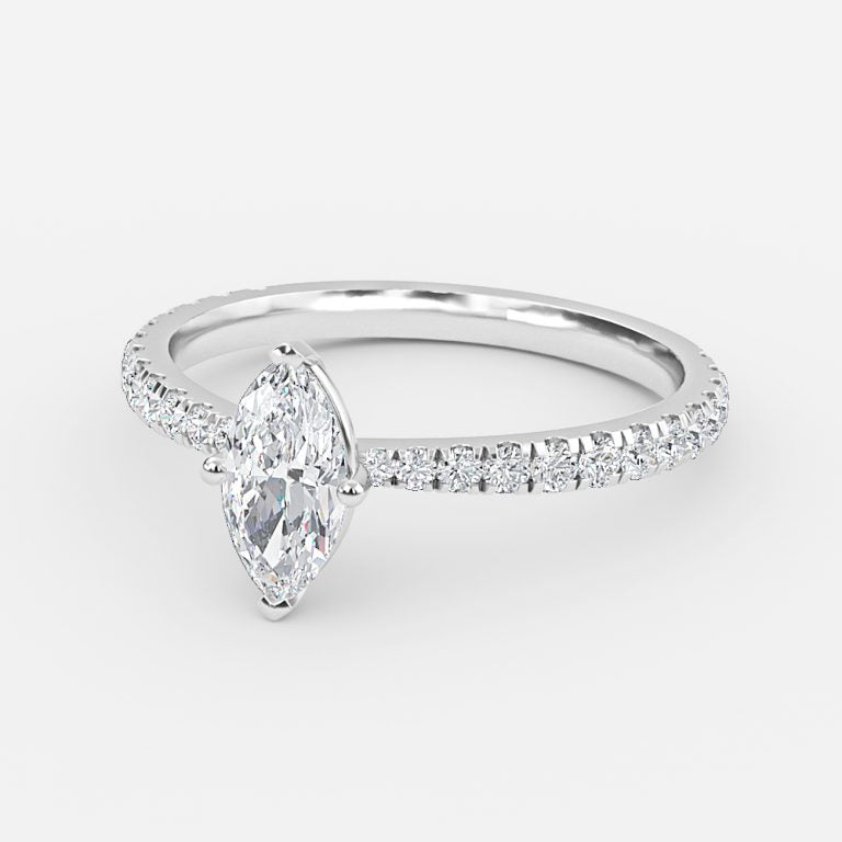 Crown Marquise Diamond Band Engagement Ring