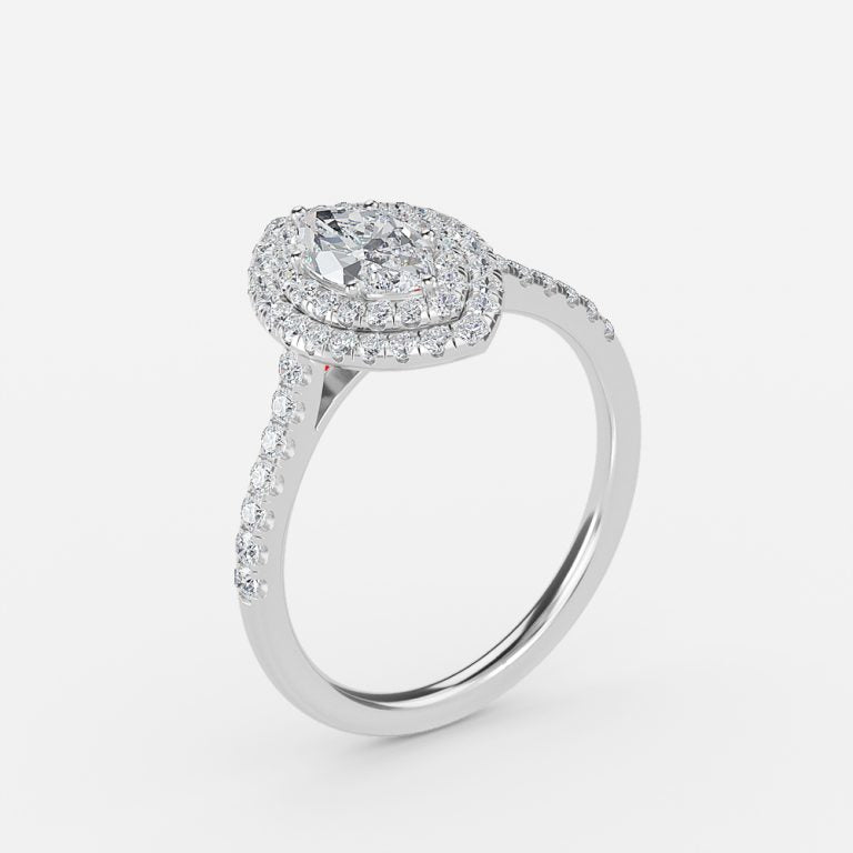 Nhẫn đính hôn kim cương nhân tạo Laila Marquise Halo