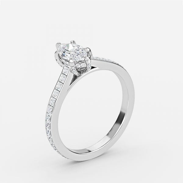 Mithrial Marquise Hidden Halo Lab Grown Diamond Engagement Ring