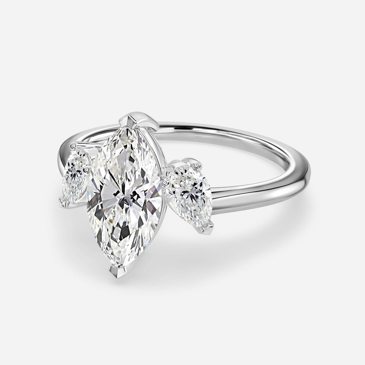 Freya Marquise Three Stone Lab Grown Diamond Engagement Ring