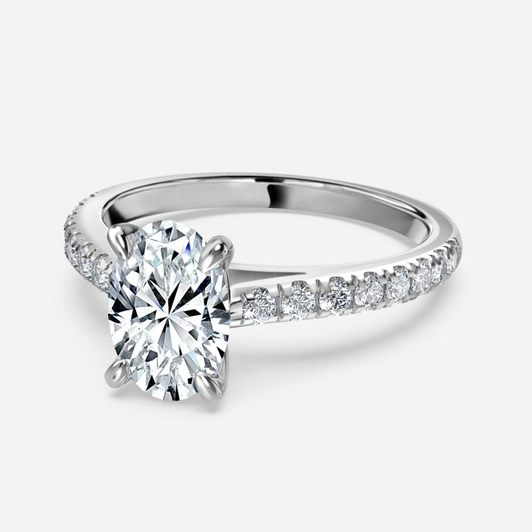 Angel Oval Diamond Band Engagement Ring