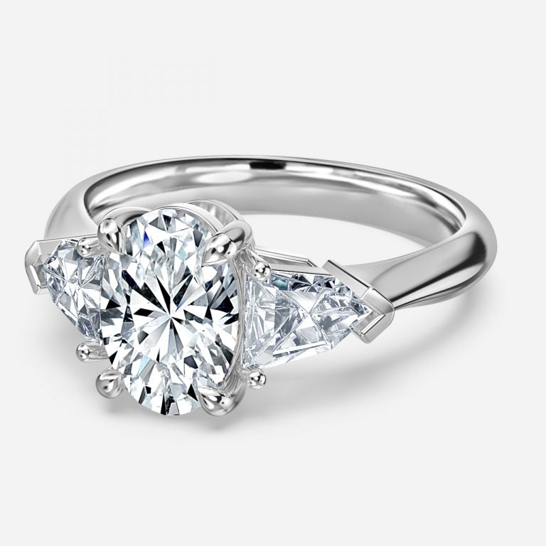 Delaila Oval Three Stone Lab Grown Diamond Engagement Ring