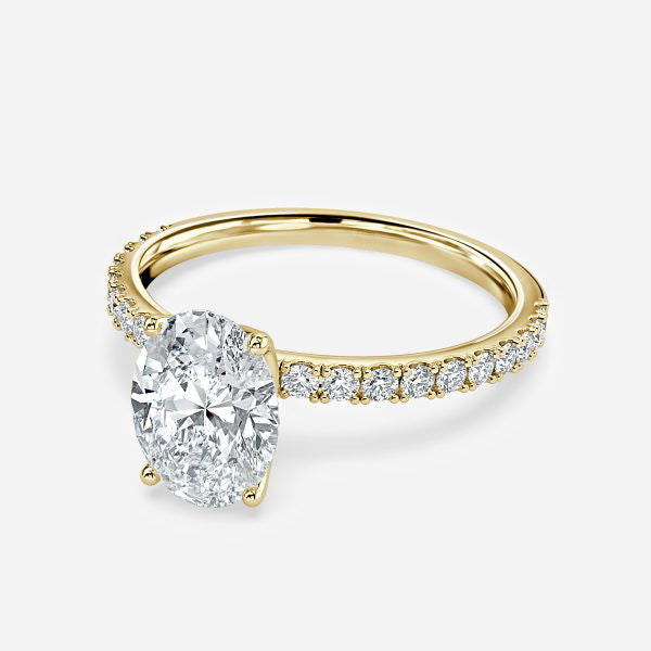 Nhẫn đính hôn kim cương nhân tạo Hidden Halo hình bầu dục Lepidus