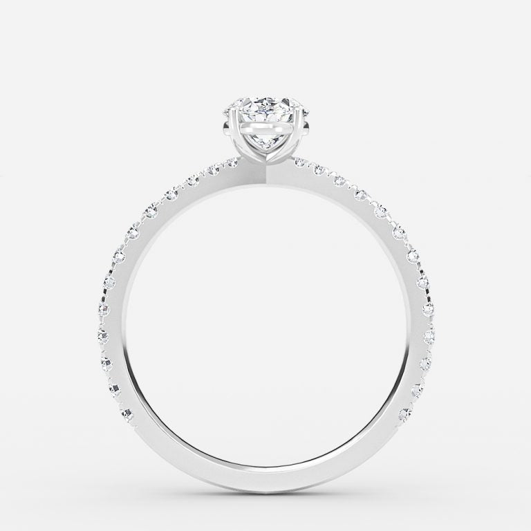 Crown Oval Diamond Band Engagement Ring