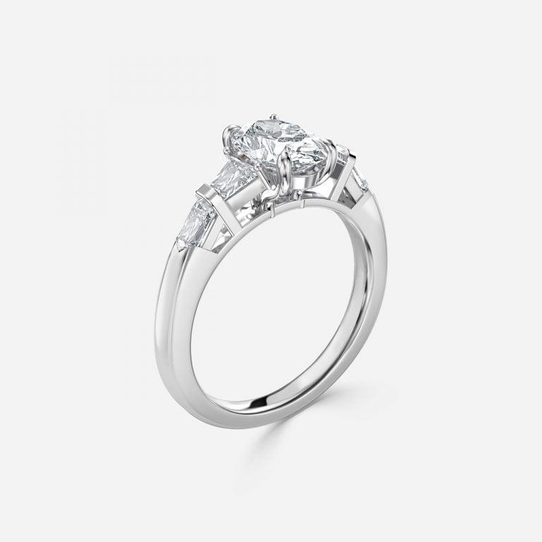 Maya Oval Three Stone Lab Grown Diamond Engagement Ring