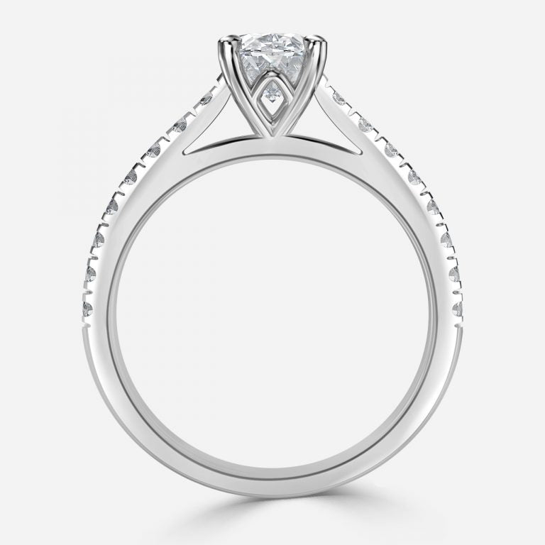Angel Oval Diamond Band Engagement Ring