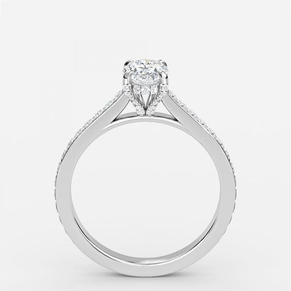 Nhẫn đính hôn kim cương nhân tạo hình oval Hidden Halo của Mithrial