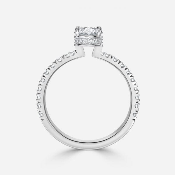 Nhẫn đính hôn kim cương nhân tạo Kenzo Oval Hidden Halo