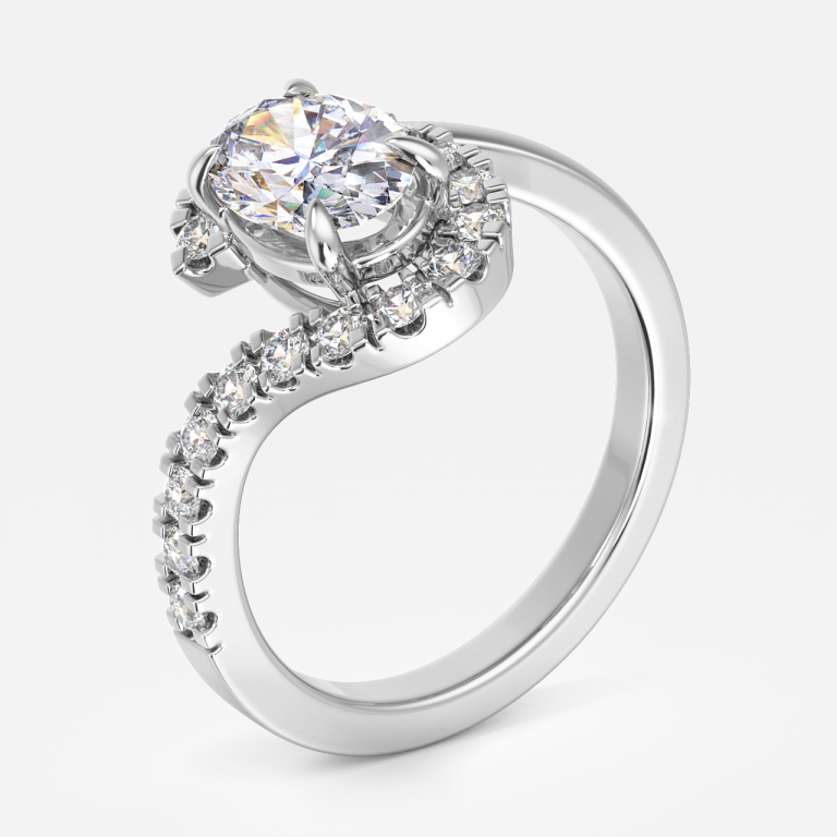Nhẫn đính hôn kim cương nhân tạo Neto Oval Halo