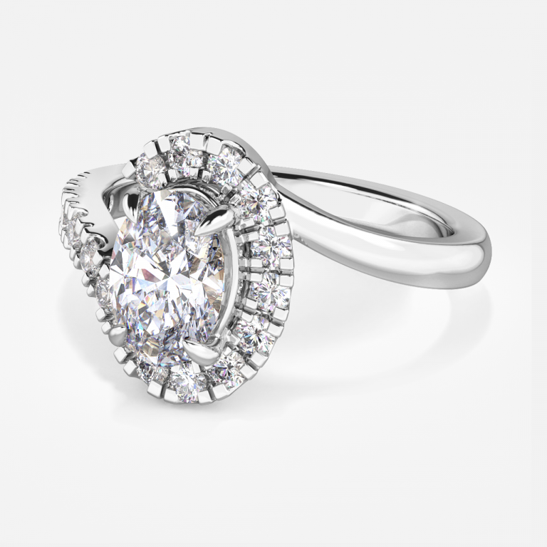 Nhẫn đính hôn kim cương nhân tạo Neto Oval Halo