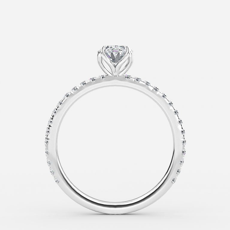 Moonlight Oval Diamond Band Engagement Ring