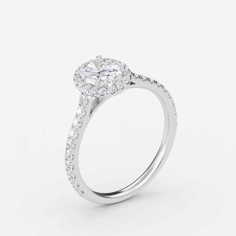 Henssy Oval Halo Lab Grown Diamond Engagement Ring