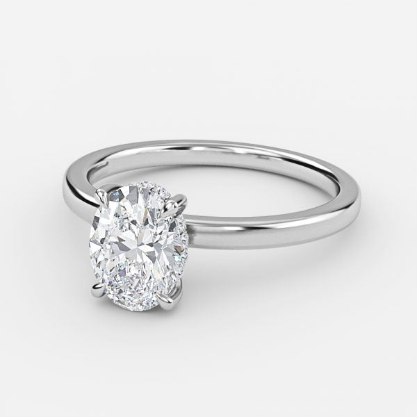 Essian Oval Hidden Halo Lab Grown Diamond Engagement Ring