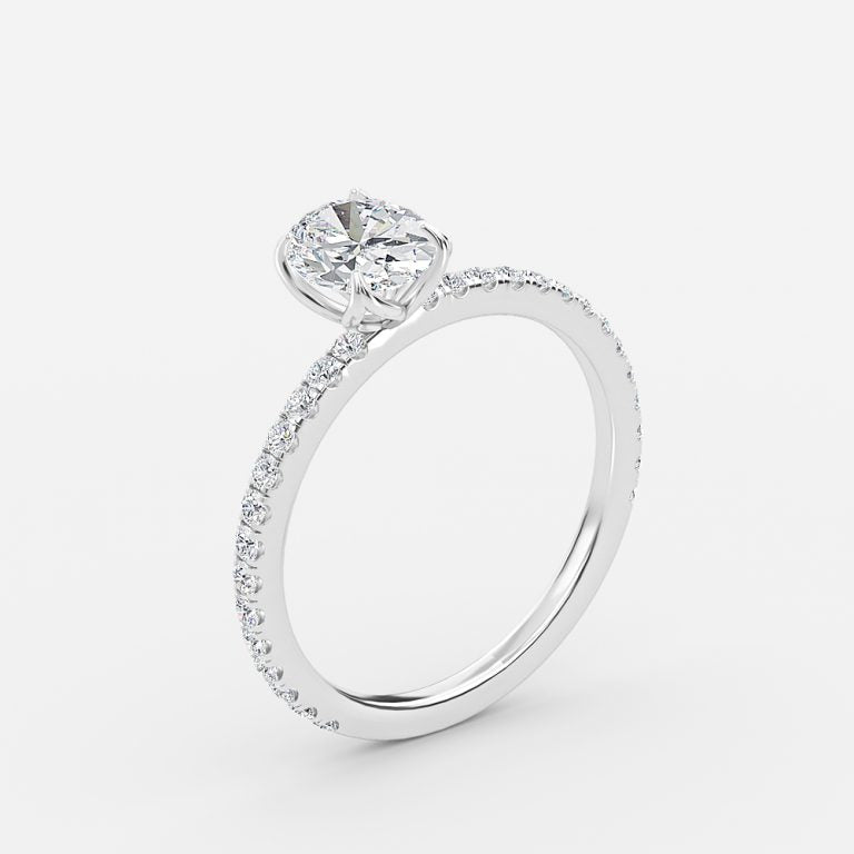 Moonlight Oval Diamond Band Engagement Ring