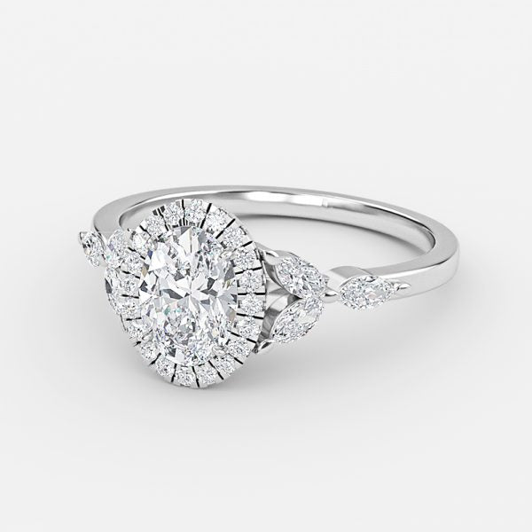 Nhẫn đính hôn kim cương nhân tạo Francis Oval Halo