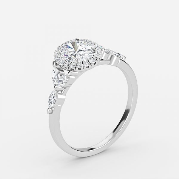 Nhẫn đính hôn kim cương nhân tạo Francis Oval Halo