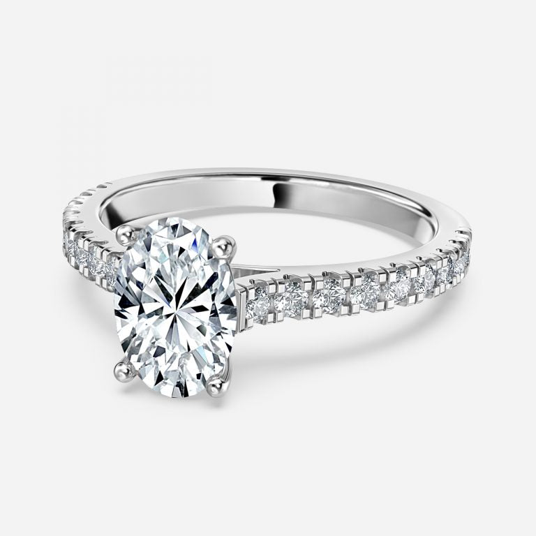 Ella Oval Diamond Band Engagement Ring