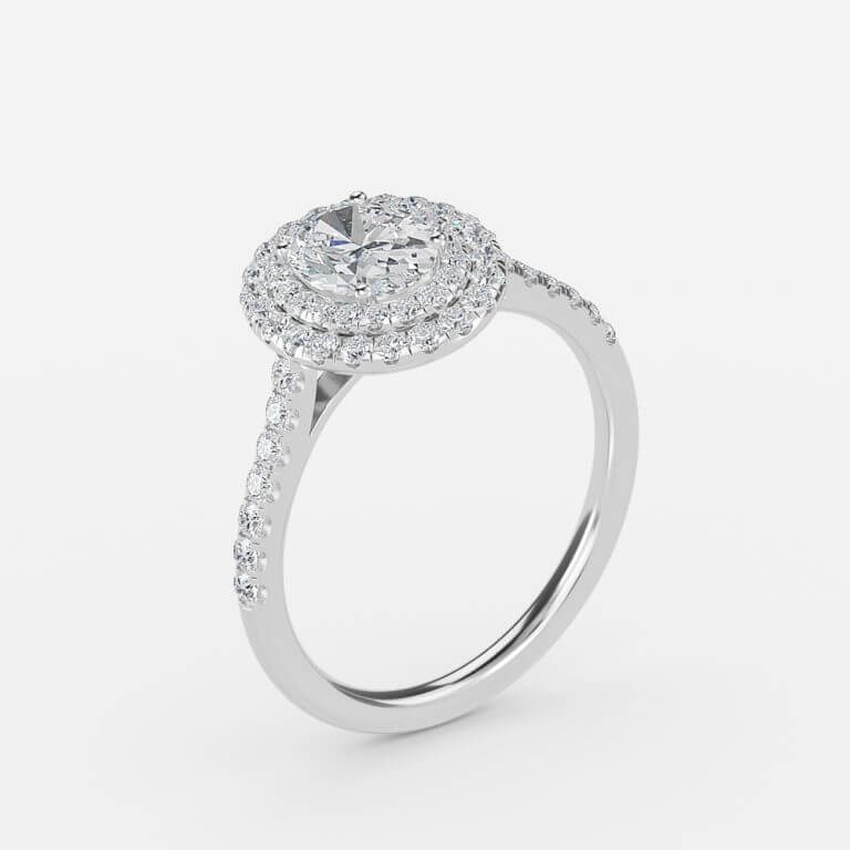 Nhẫn đính hôn kim cương nhân tạo Laila Oval Halo