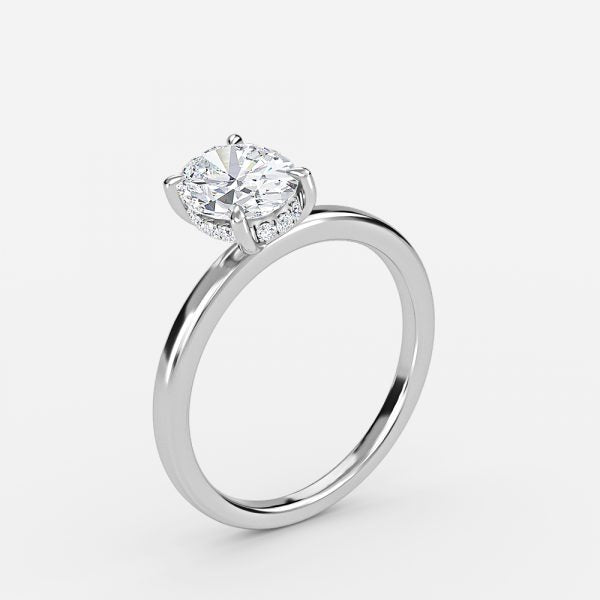 Essian Oval Hidden Halo Lab Grown Diamond Engagement Ring