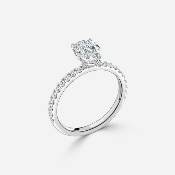 Lepidus Pear Hidden Halo Lab Grown Diamond Engagement Ring