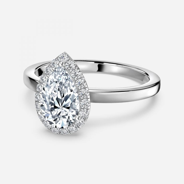 Jodha Pear Halo Lab Grown Diamond Engagement Ring