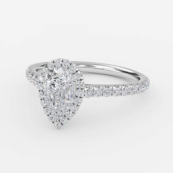 Henssy Pear Halo Lab Grown Diamond Engagement Ring