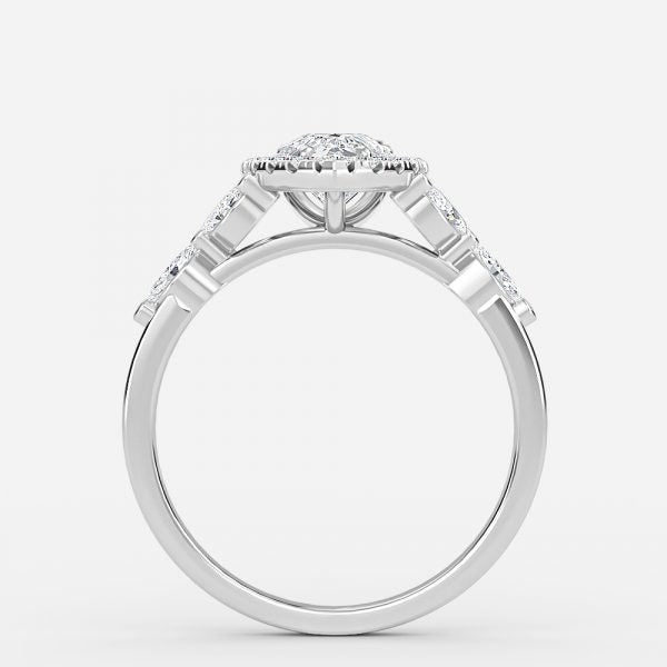 Nhẫn đính hôn kim cương nhân tạo Francis Pear Halo