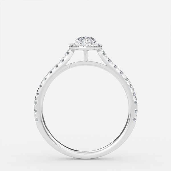 Henssy Pear Halo Lab Grown Diamond Engagement Ring