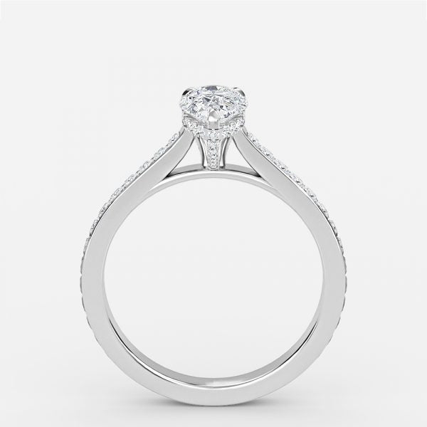 Mithrial Pear Hidden Halo Lab Grown Diamond Engagement Ring