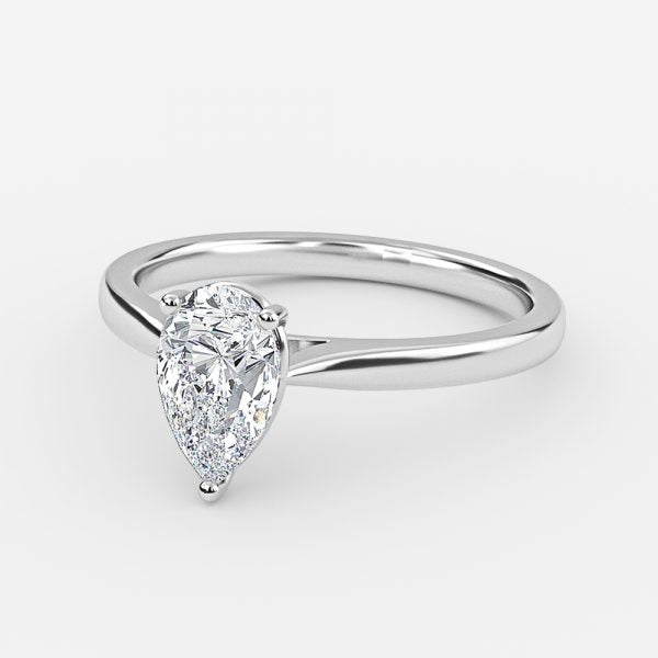 Lotus Plain Pear Lab Grown Diamond Solitaire Engagement Ring