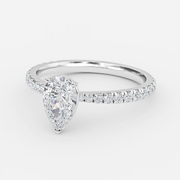 Crown Pear Side Diamond Engagement Ring