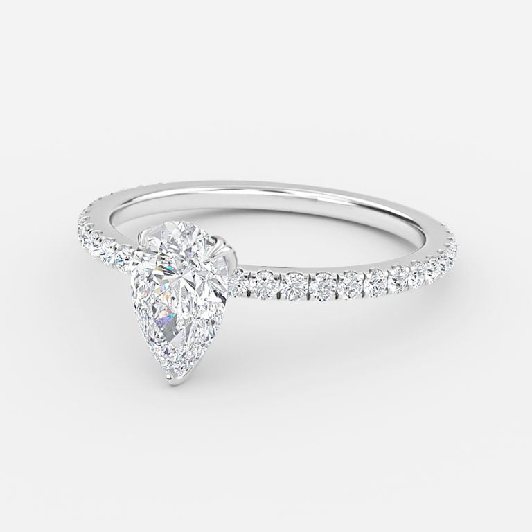 Moonlight Pear Side Diamond Engagement Ring