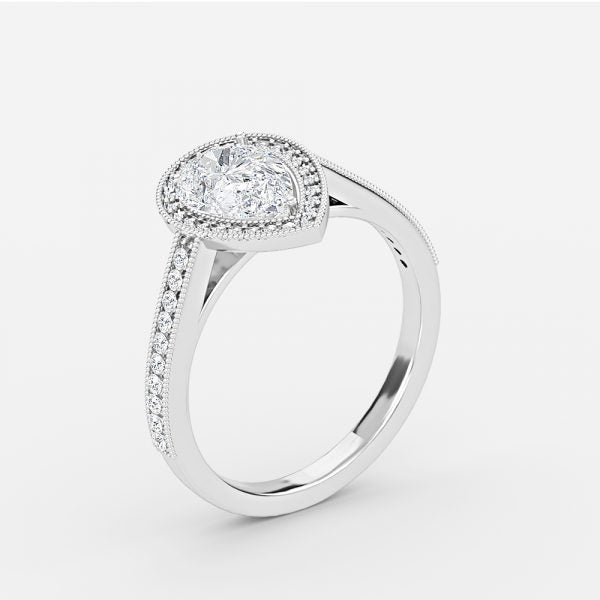 Elswin Pear Halo Lab Grown Diamond Engagement Ring