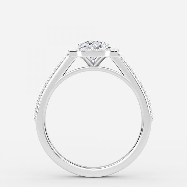 Elswin Pear Halo Lab Grown Diamond Engagement Ring