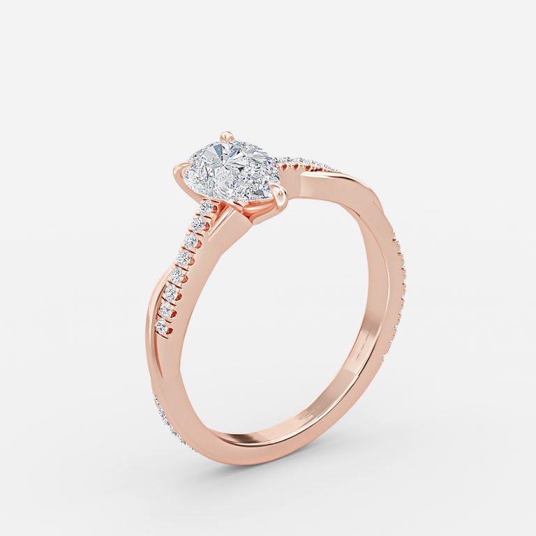 Nefereti Pear Side Diamond Engagement Ring