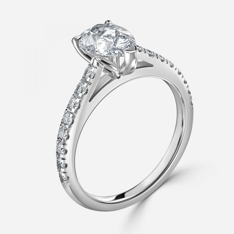 Angel Pear Side Diamond Engagement Ring