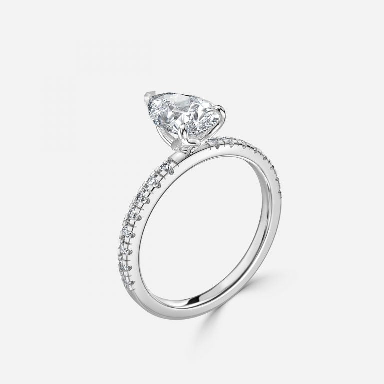 Moonlight Pear Side Diamond Engagement Ring