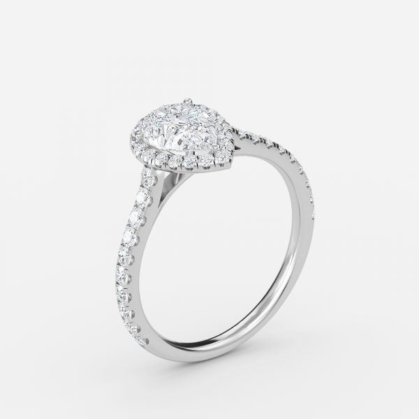 Henssy Pear Halo Lab Grown Diamond Engagement Ring