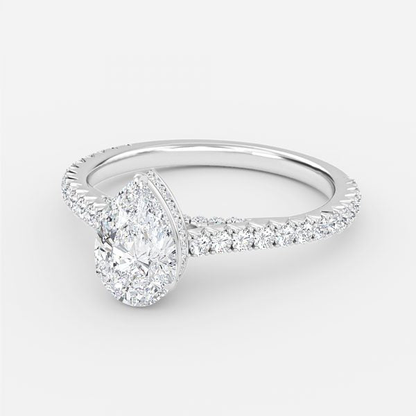 Charles Pear Hidden Halo Lab Grown Diamond Engagement Ring