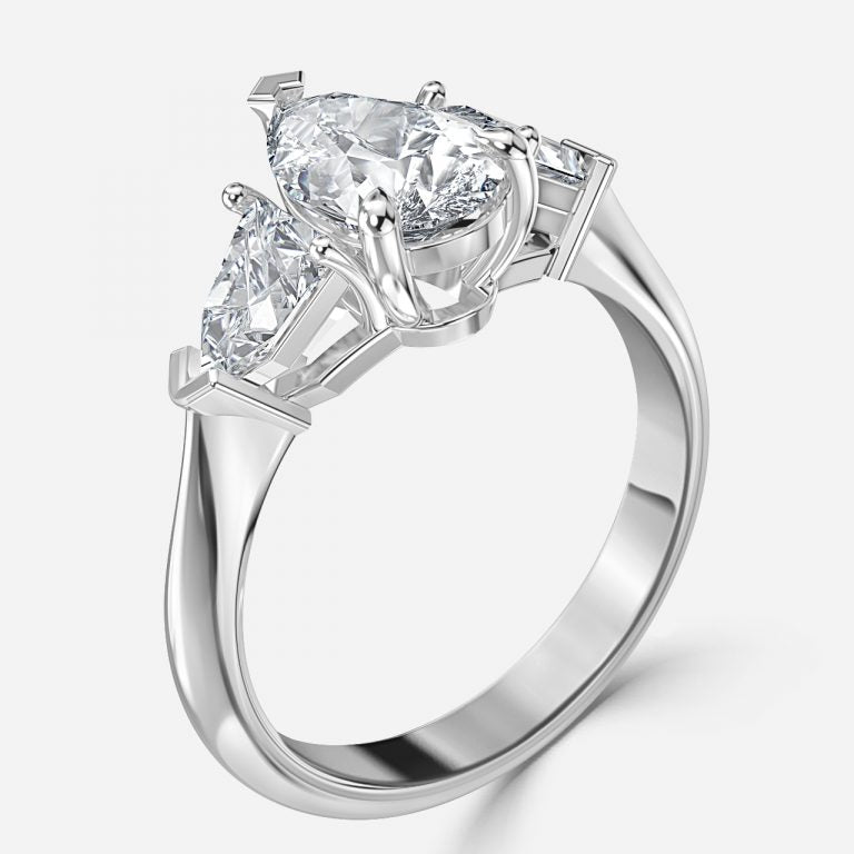 Delaila Pear Three Stone Lab Grown Diamond Engagement Ring