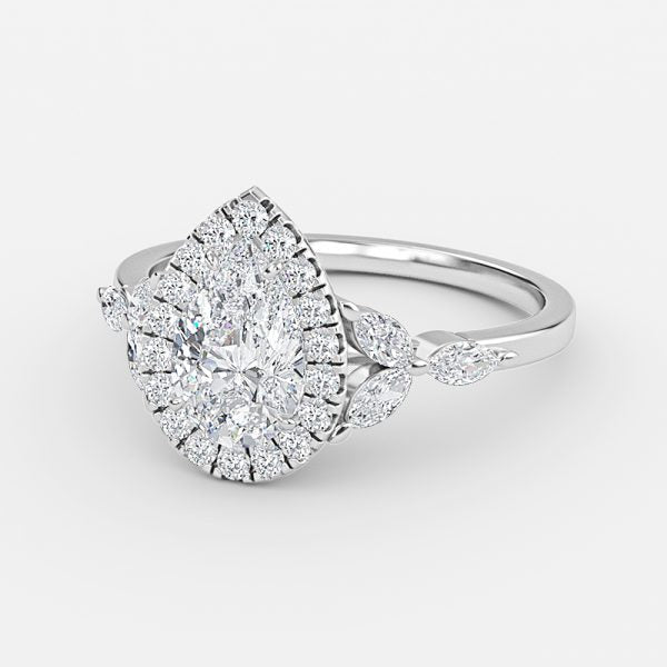 Francis Pear Halo Lab Grown Diamond Engagement Ring